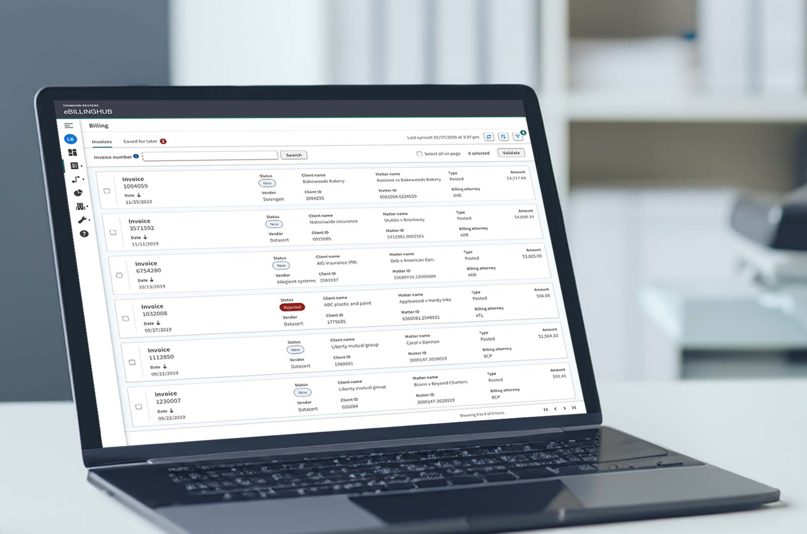 A laptop screen with eBilling Hub displayed